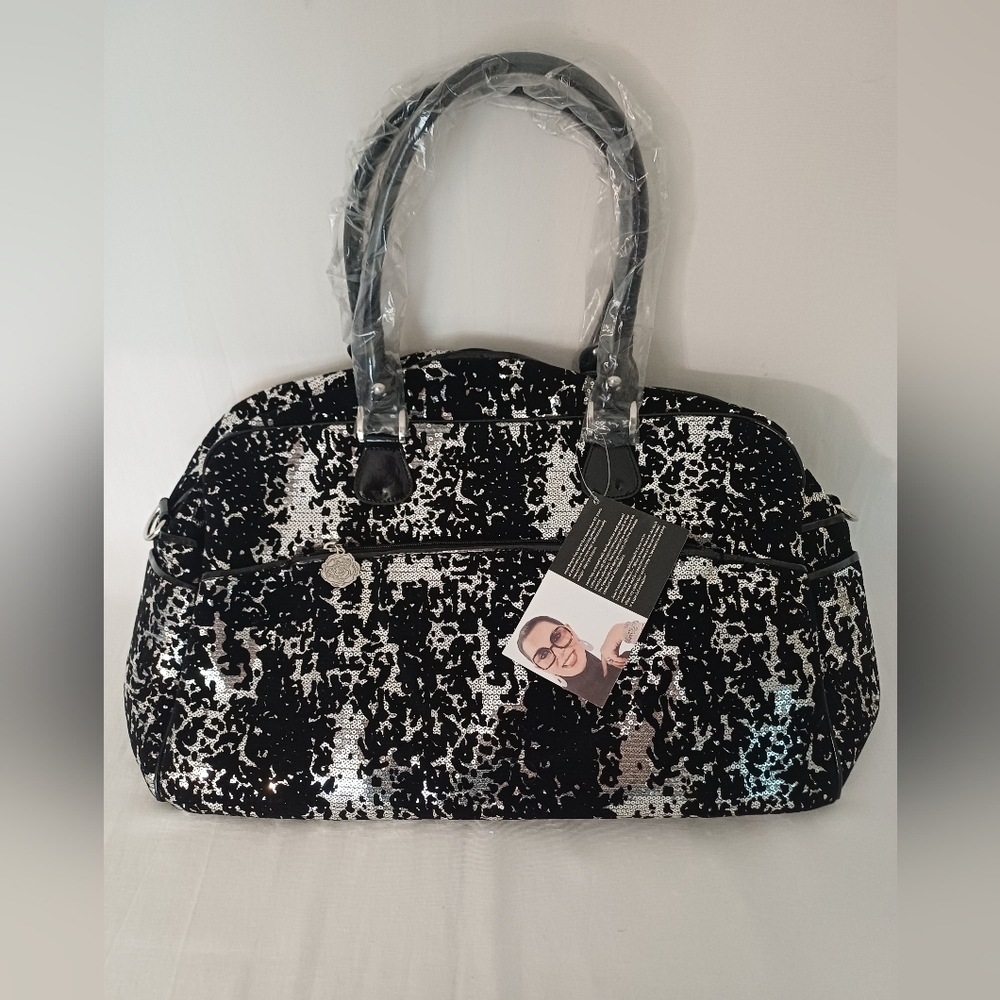 Joan Boyce Weekend Traveler Bag NWT Black Silver